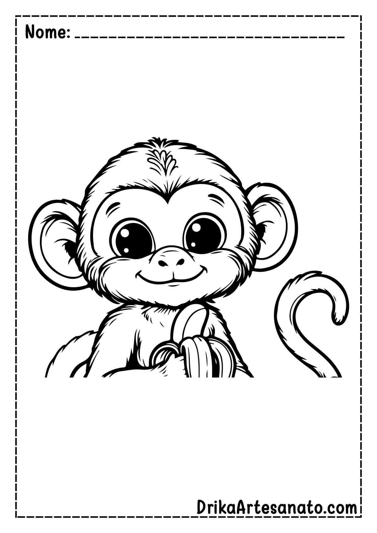 Desenho de Macaco com Banana para Colorir