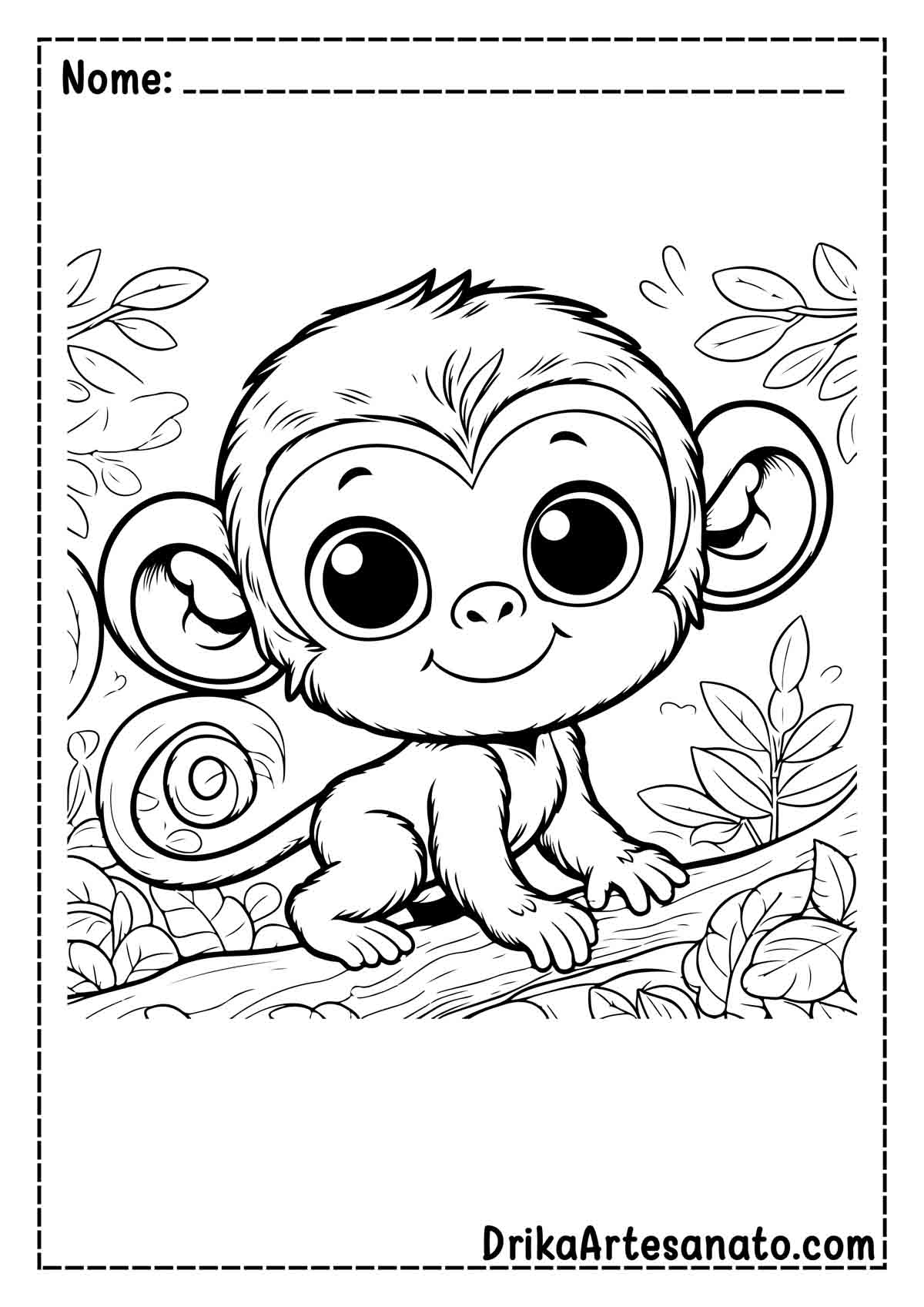 Desenho de Macaco na Árvore para Colorir