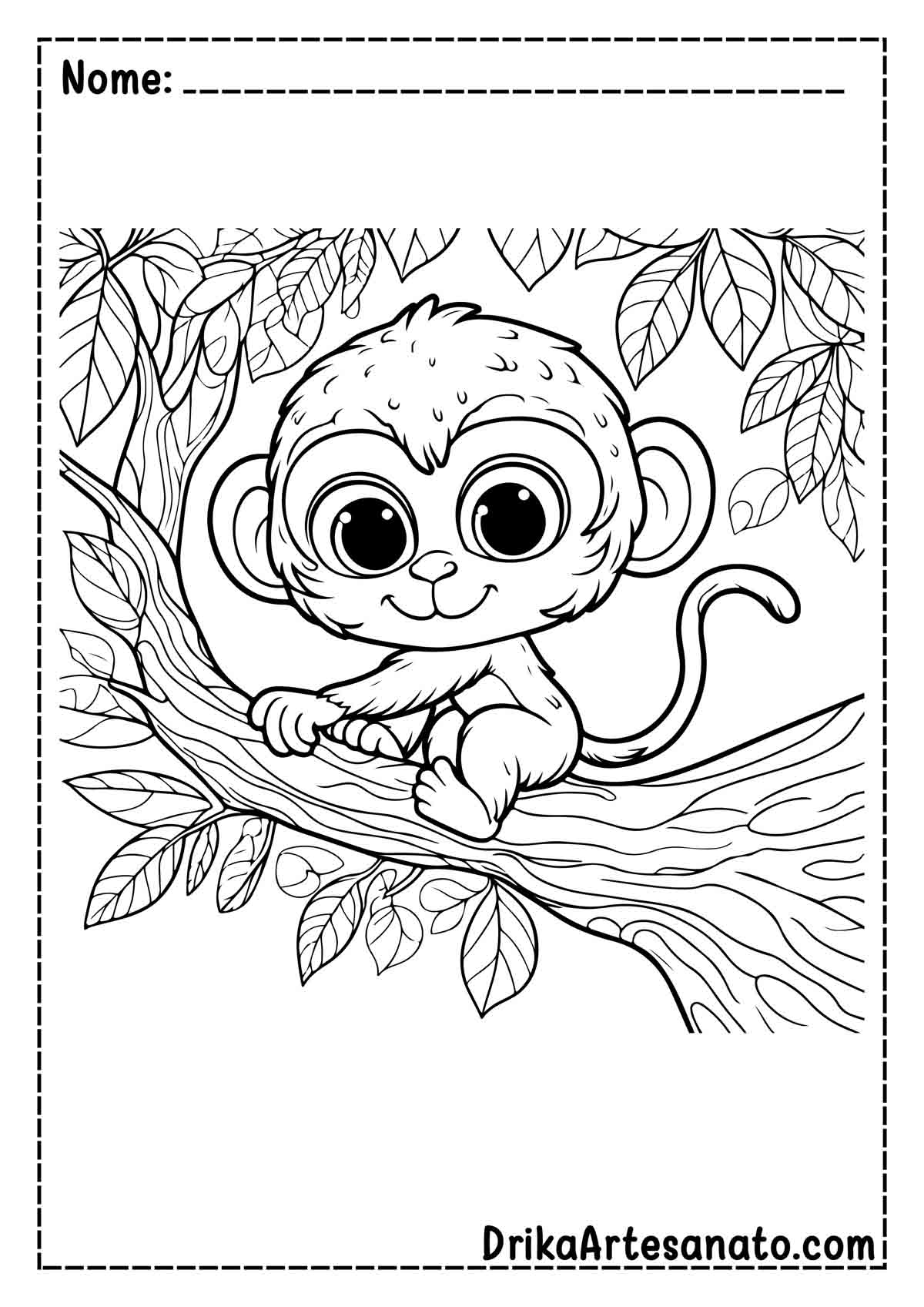 Desenho de Macaco no Galho para Colorir