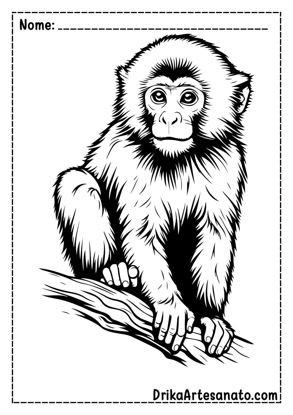 Desenho de Macaco Realista para Colorir e Imprimir