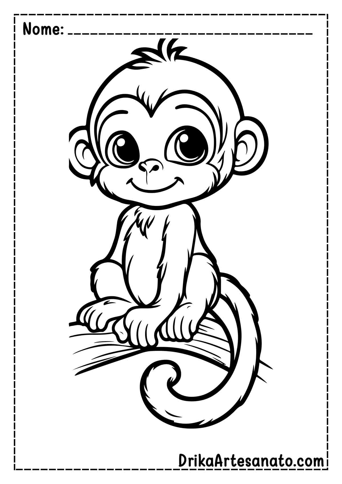 Desenho de Macaco Fácil para Colorir