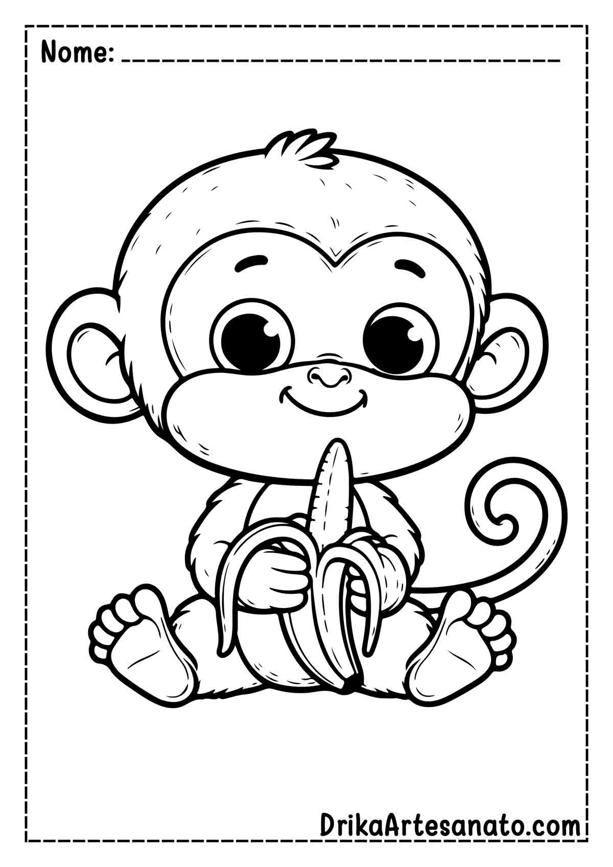 Desenho de Macaco com Banana para Imprimir