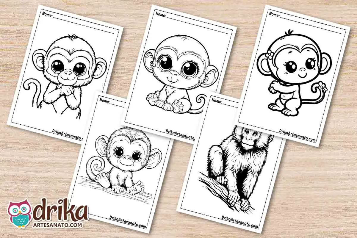 50 Desenhos de Macaco para Colorir Grátis em PDF