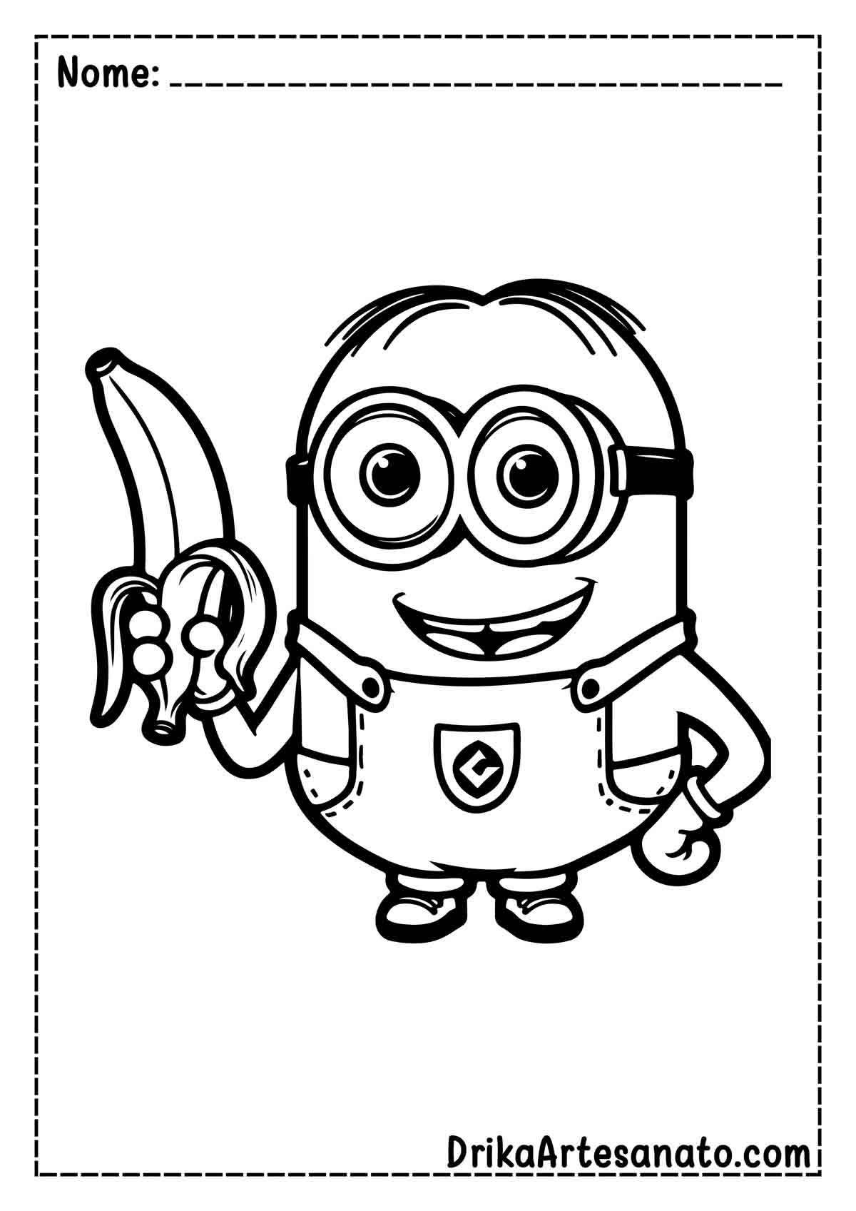 Desenho de Minion com uma Banana para Colorir
