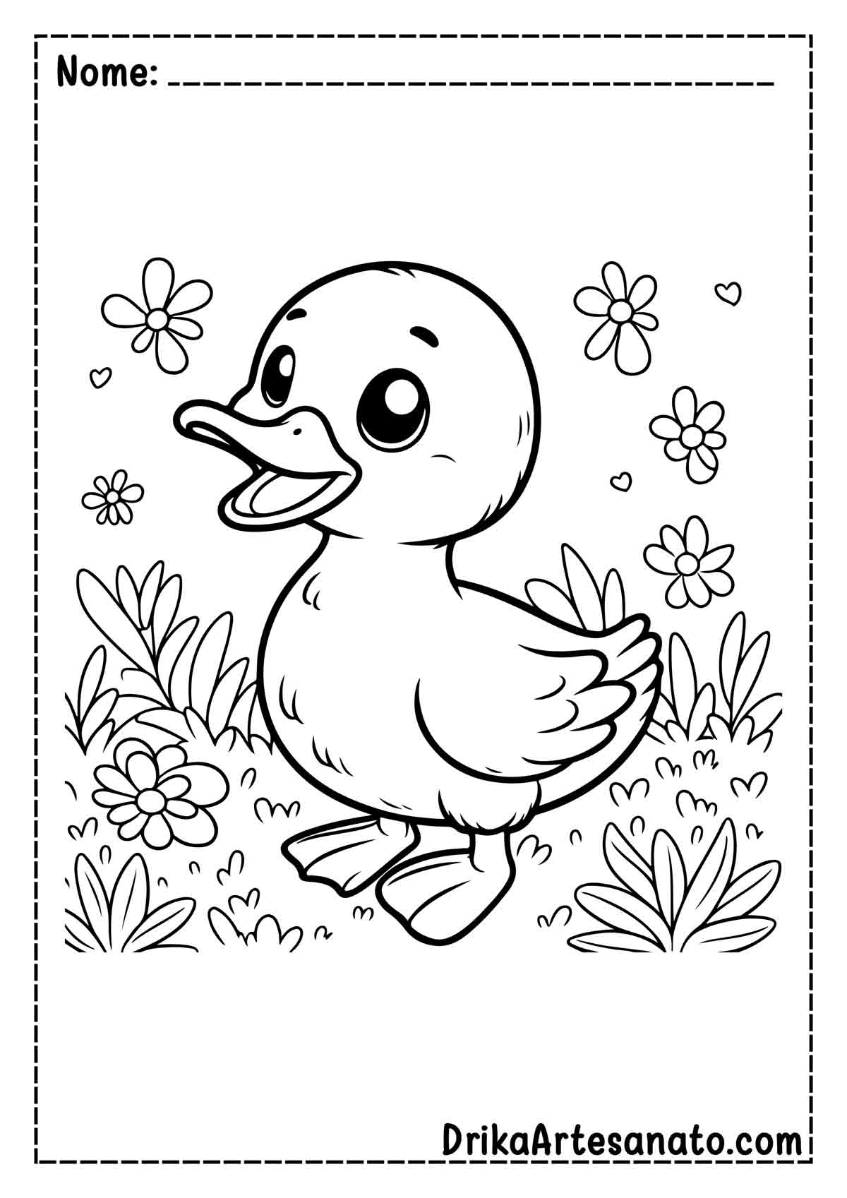 Desenho de Pato Fofo para Colorir e Imprimir