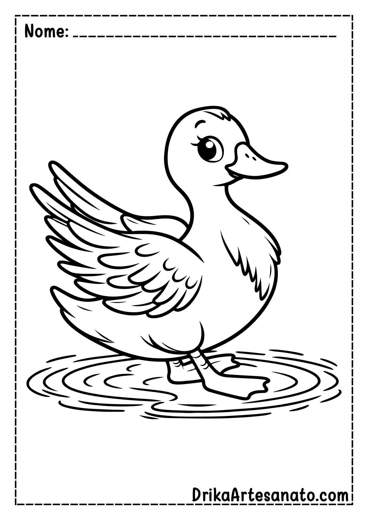 Desenho de Pato na Água para Colorir