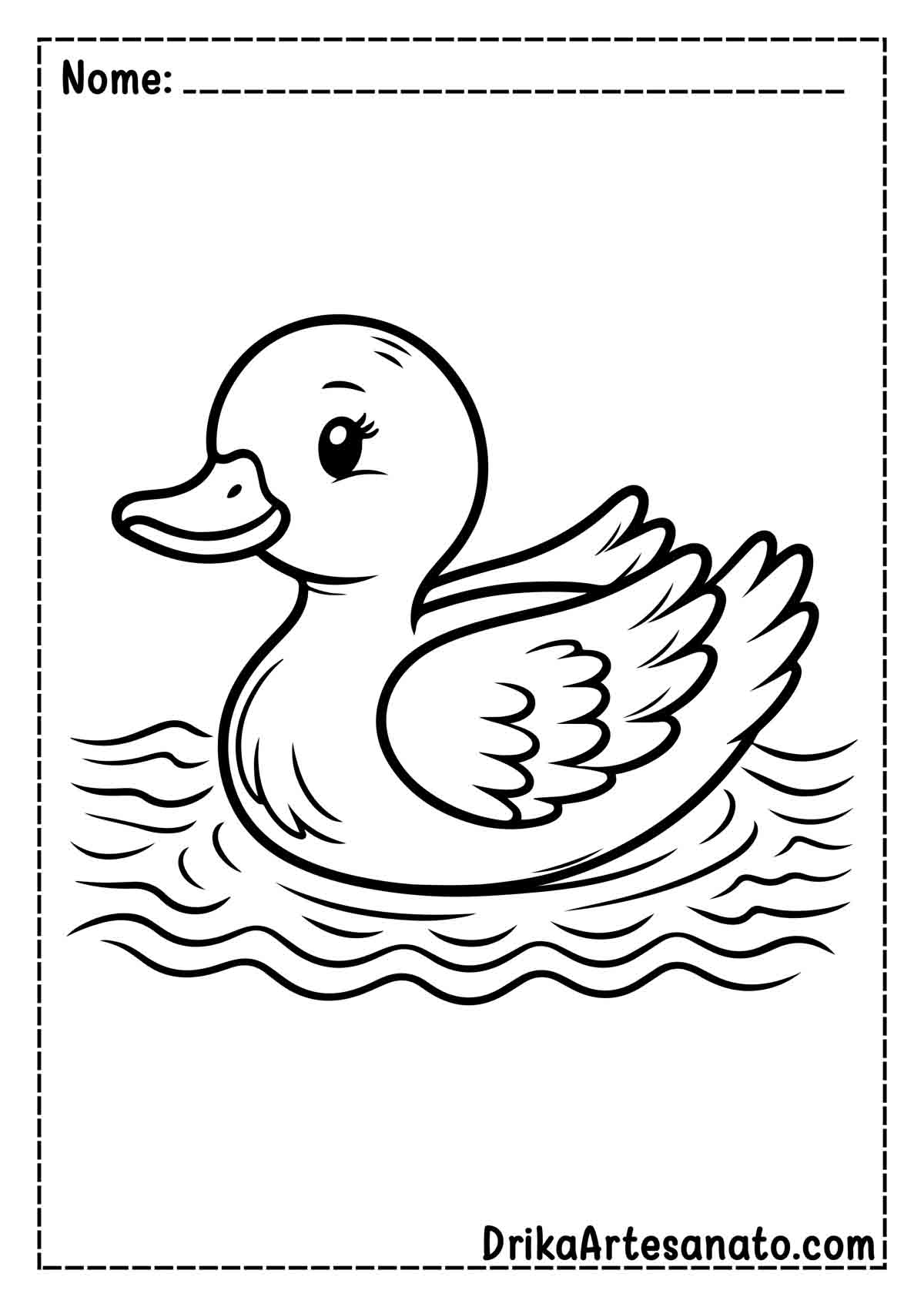 Desenho de Pato na Água para Pintar
