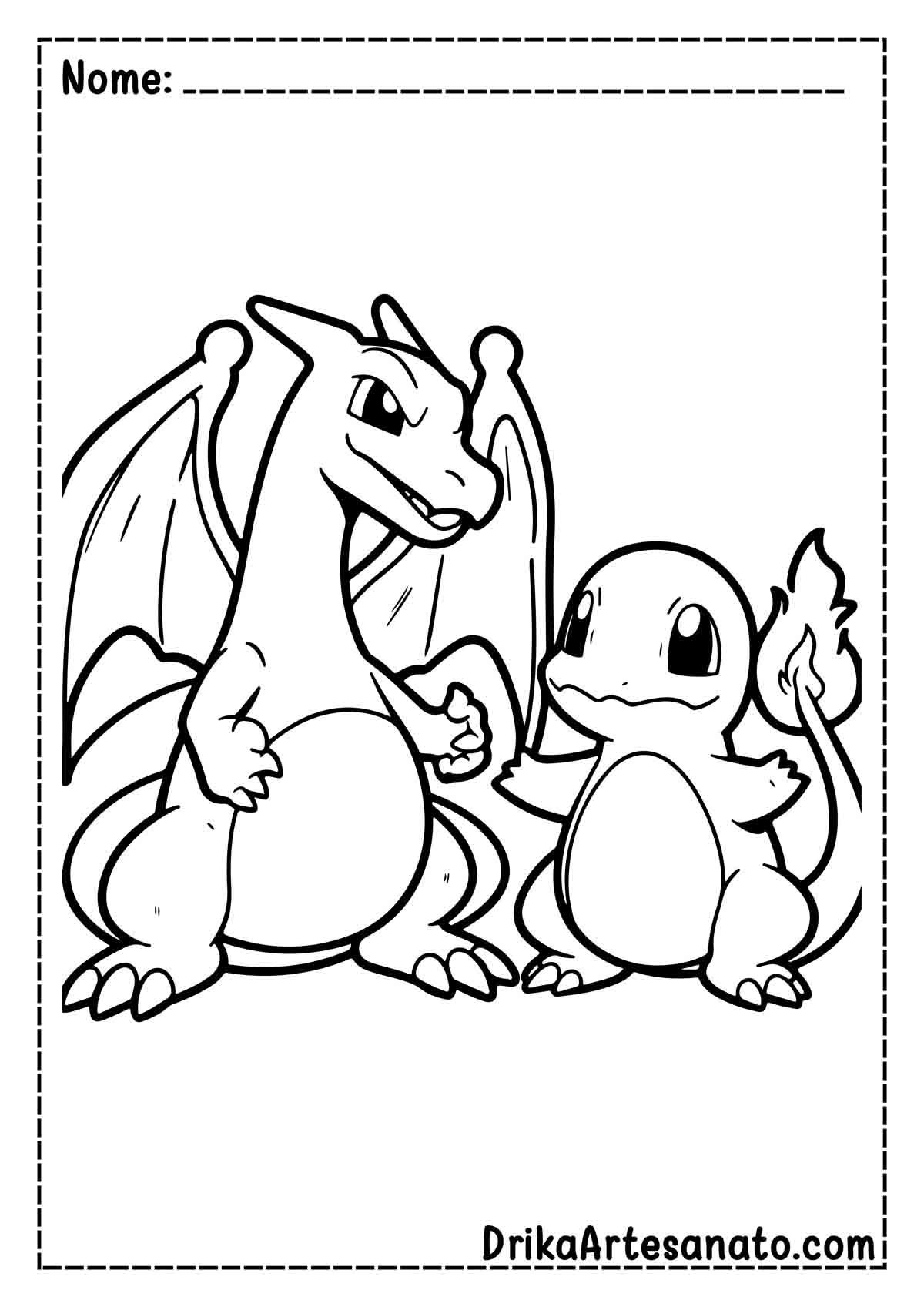 Desenho do Charizard e Charmander para Pintar