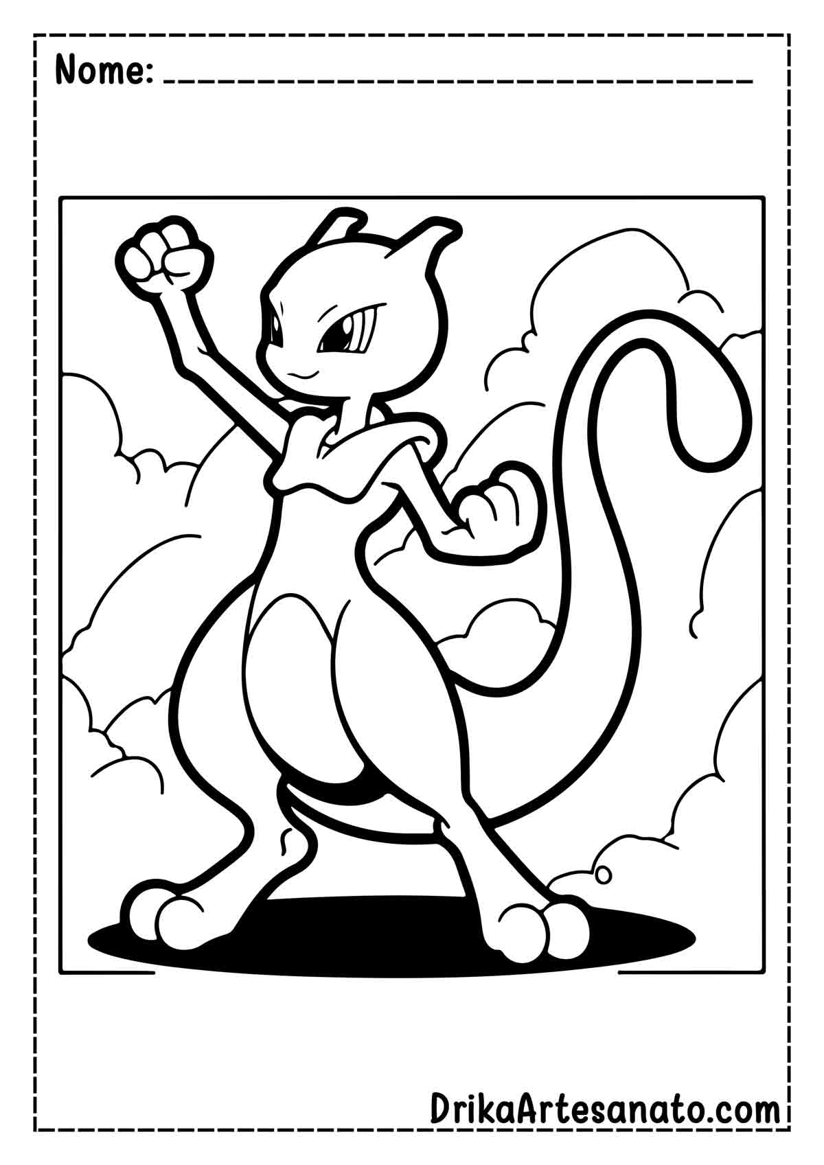 Desenho do Mewtwo para Imprimir e Colorir