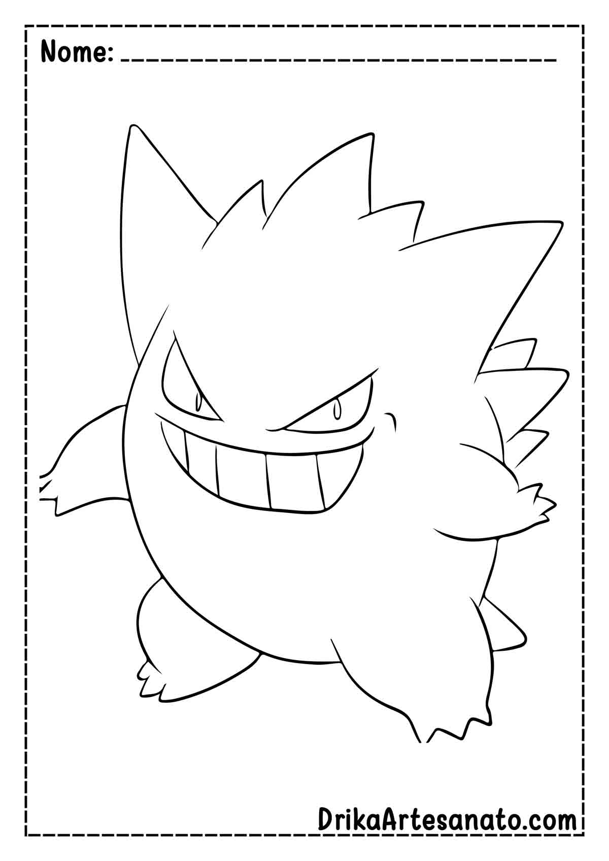 Desenho do Gengar para Imprimir e Colorir