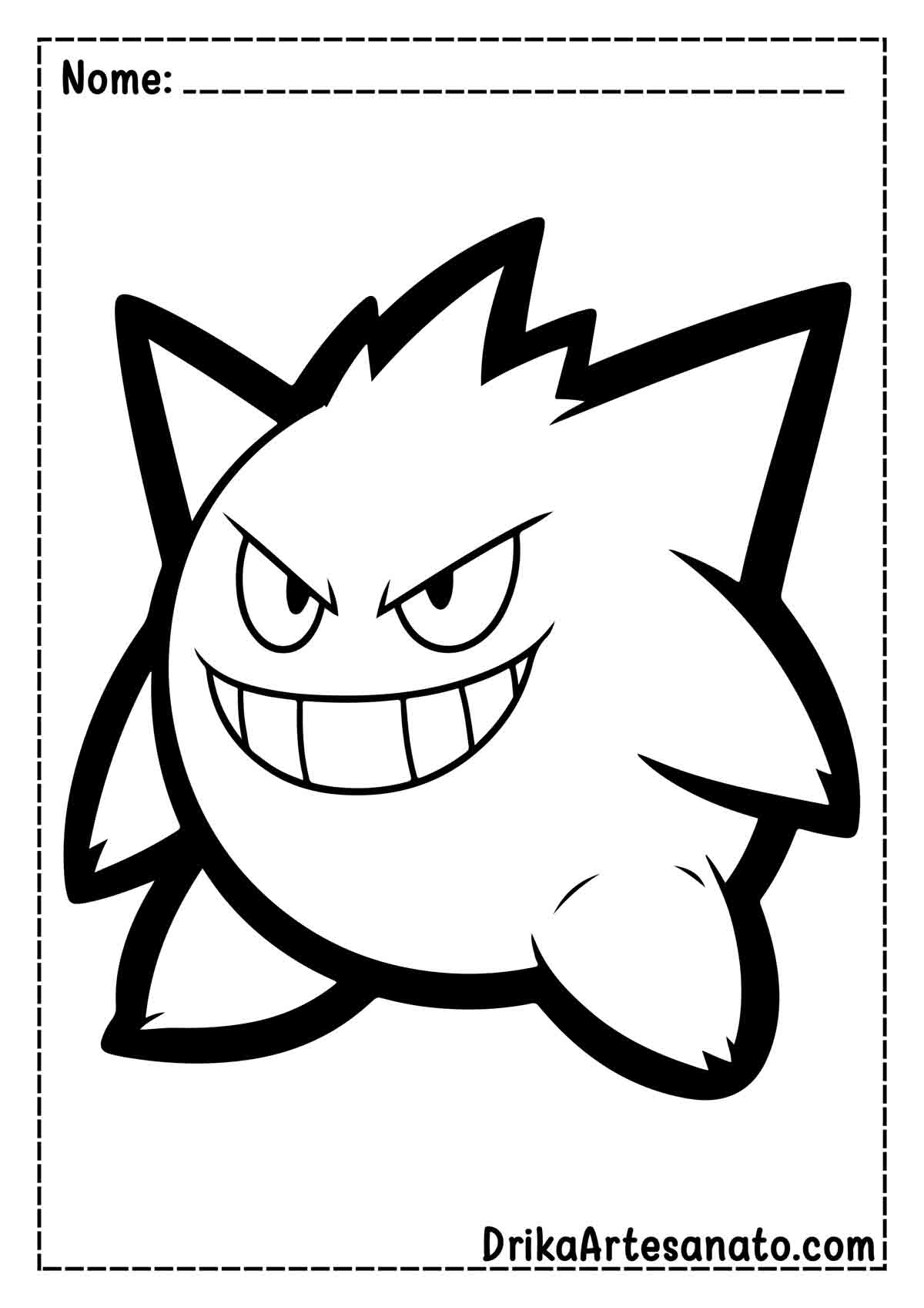 Desenho do Gengar de Pokémon para Imprimir