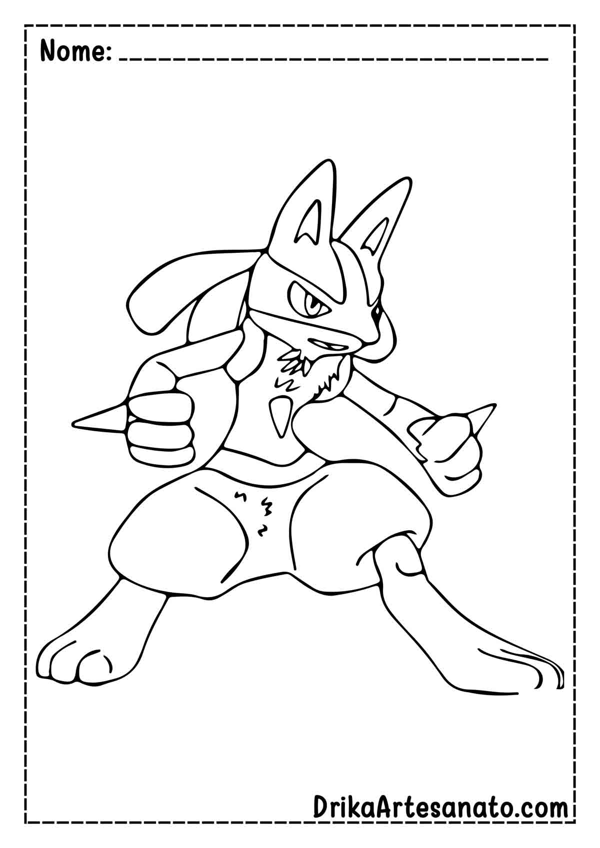 Desenho do Lucario para Colorir e Imprimir