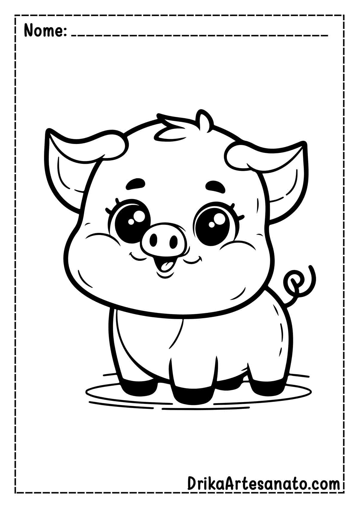 Desenho de Porco Simples para Imprimir