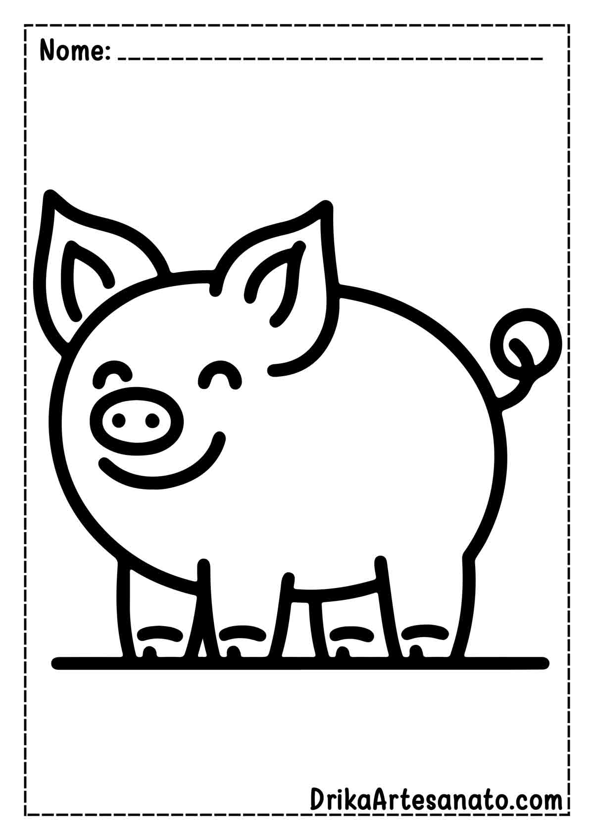 Desenho de Porco Fácil para Pintar