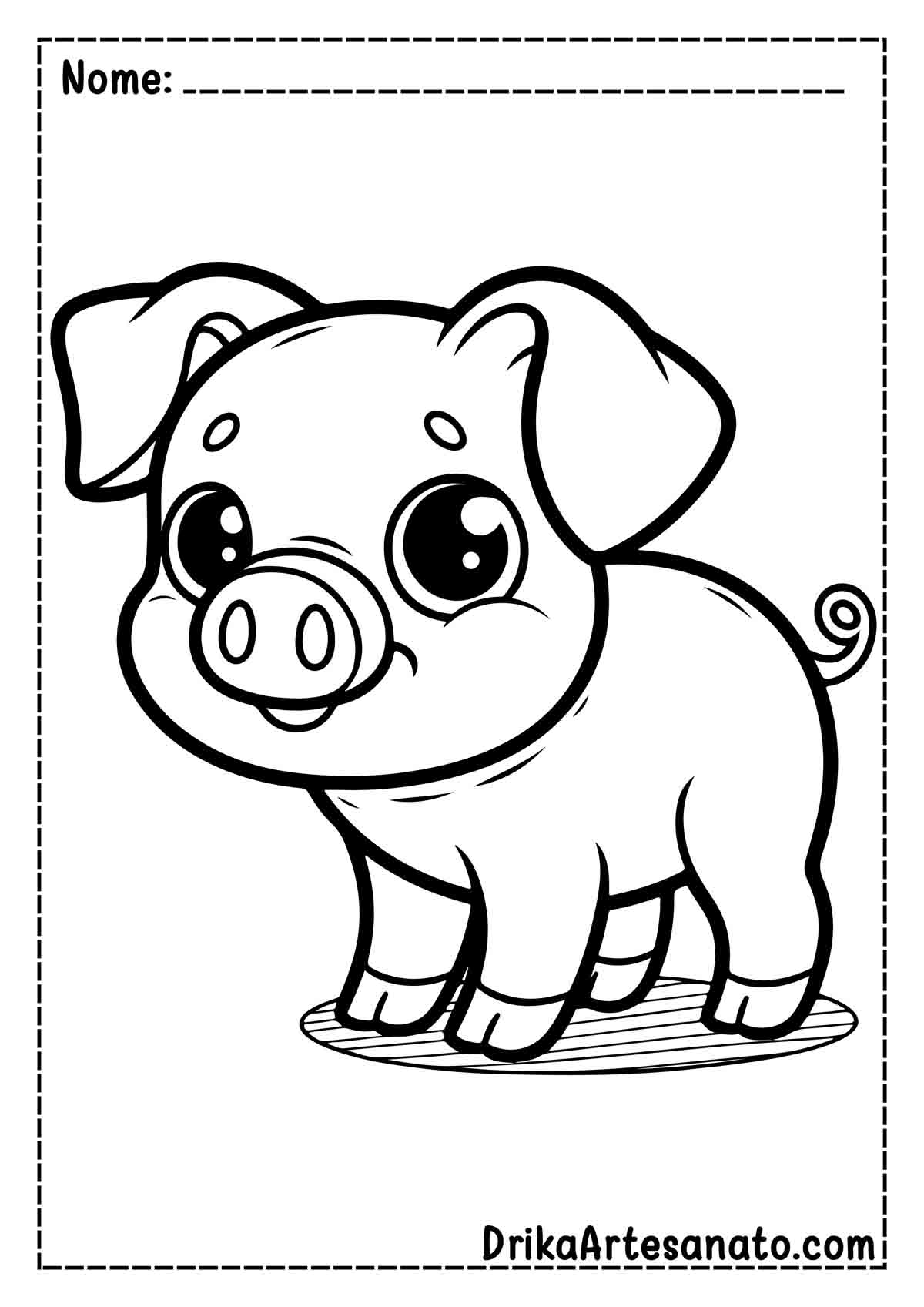Desenho de Porco Simples para Pintar
