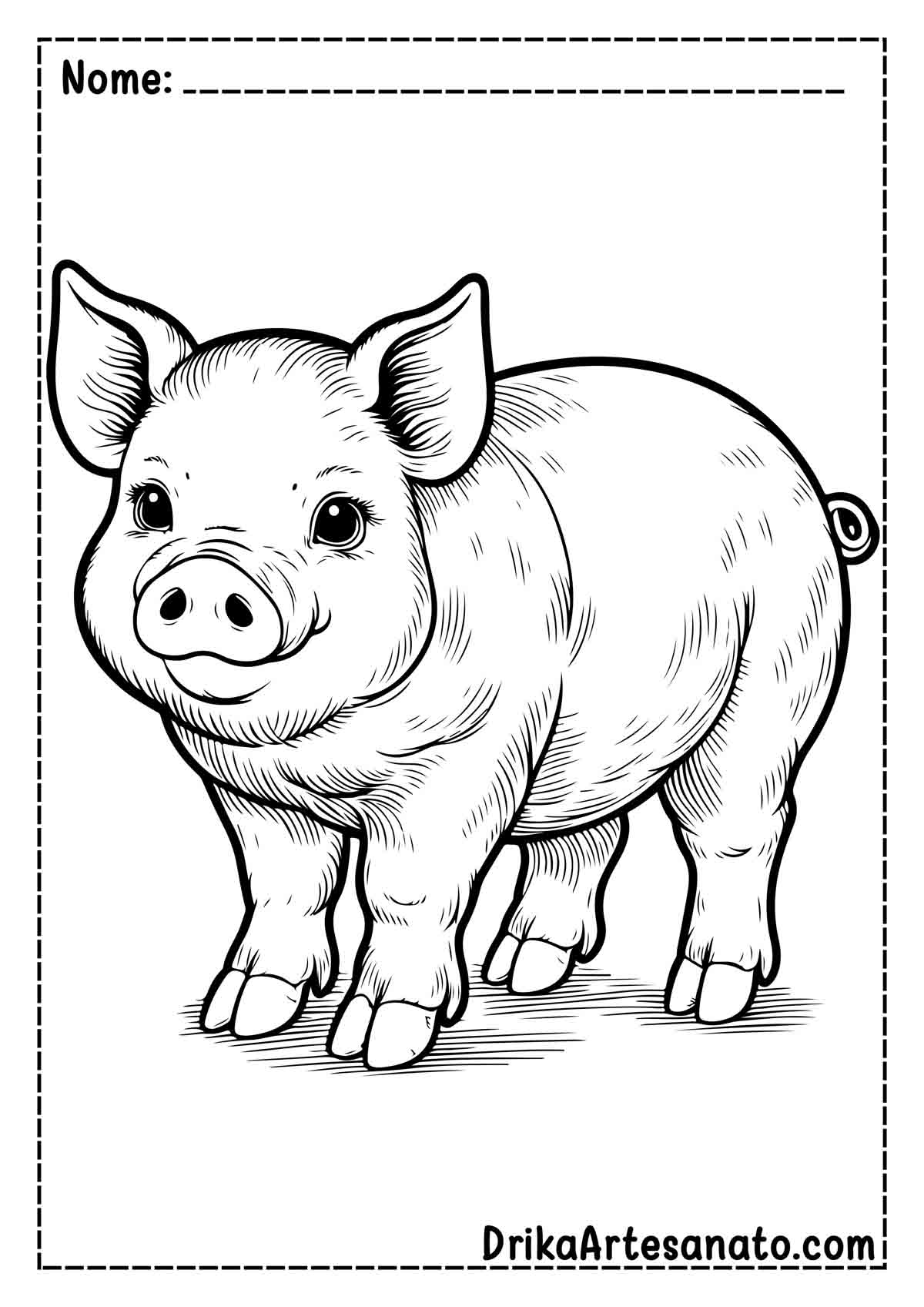 Desenho de Porco Realista para Pintar