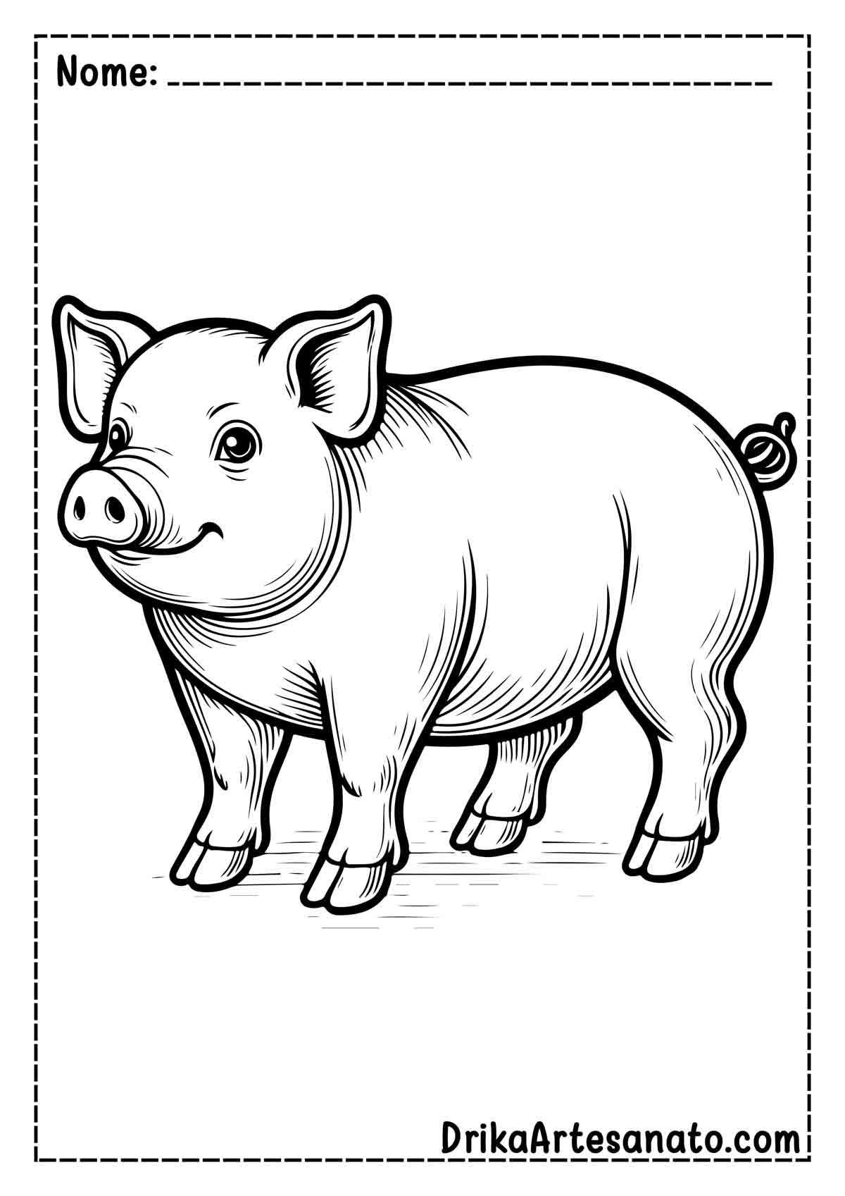 Desenho de Porco Realista para Colorir