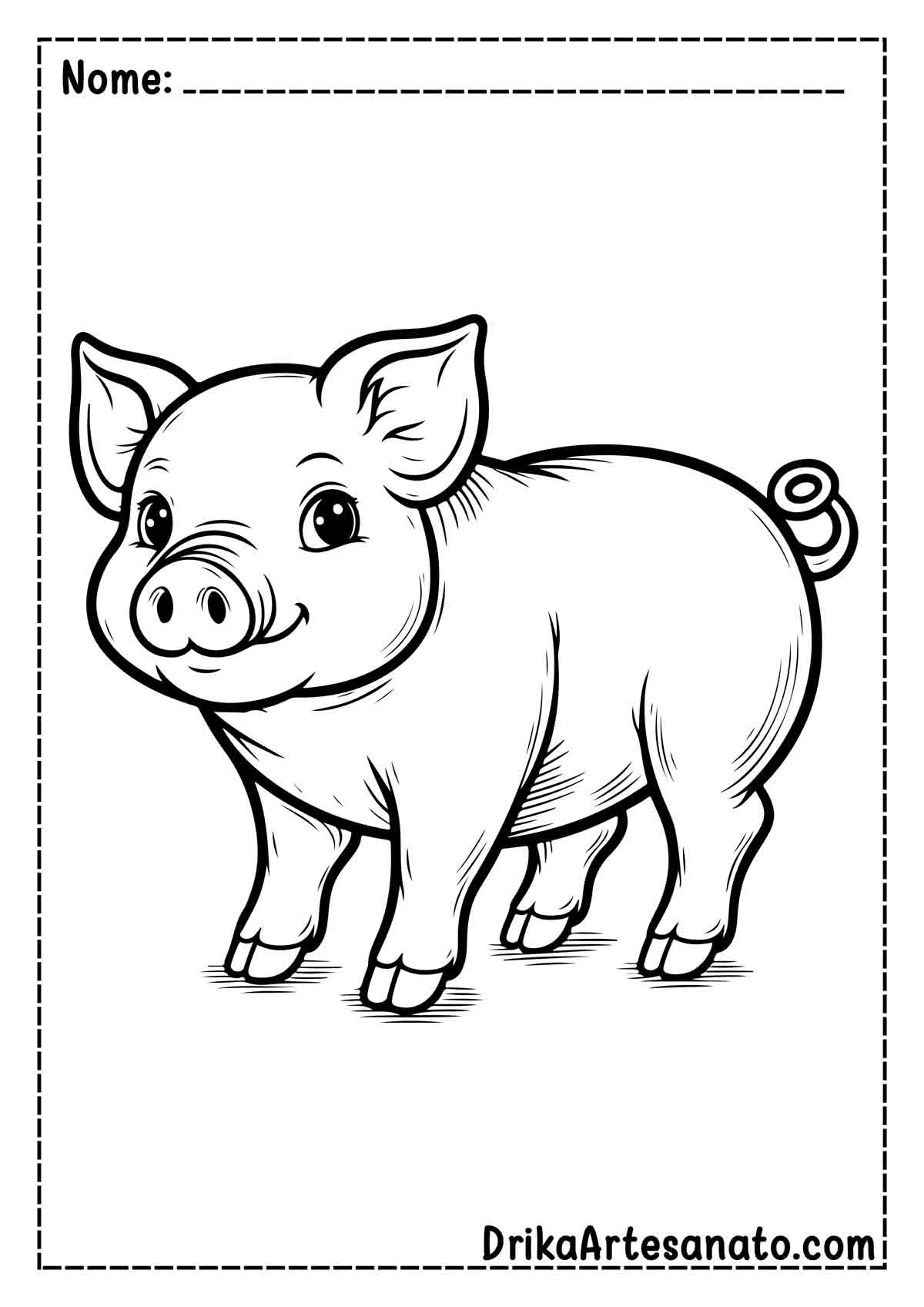 Desenho de Porco Realista para Imprimir