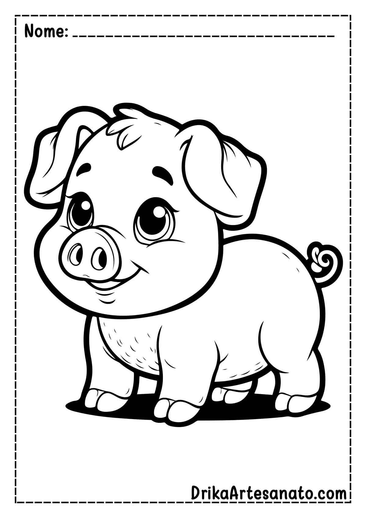 Desenho de Porco para Pintar
