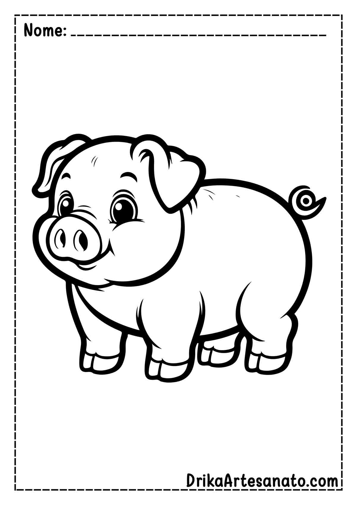 Desenho de Porco para Imprimir e Colorir