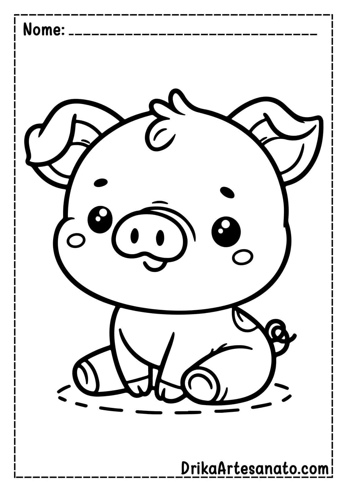 Desenho de Porco Simples para Colorir