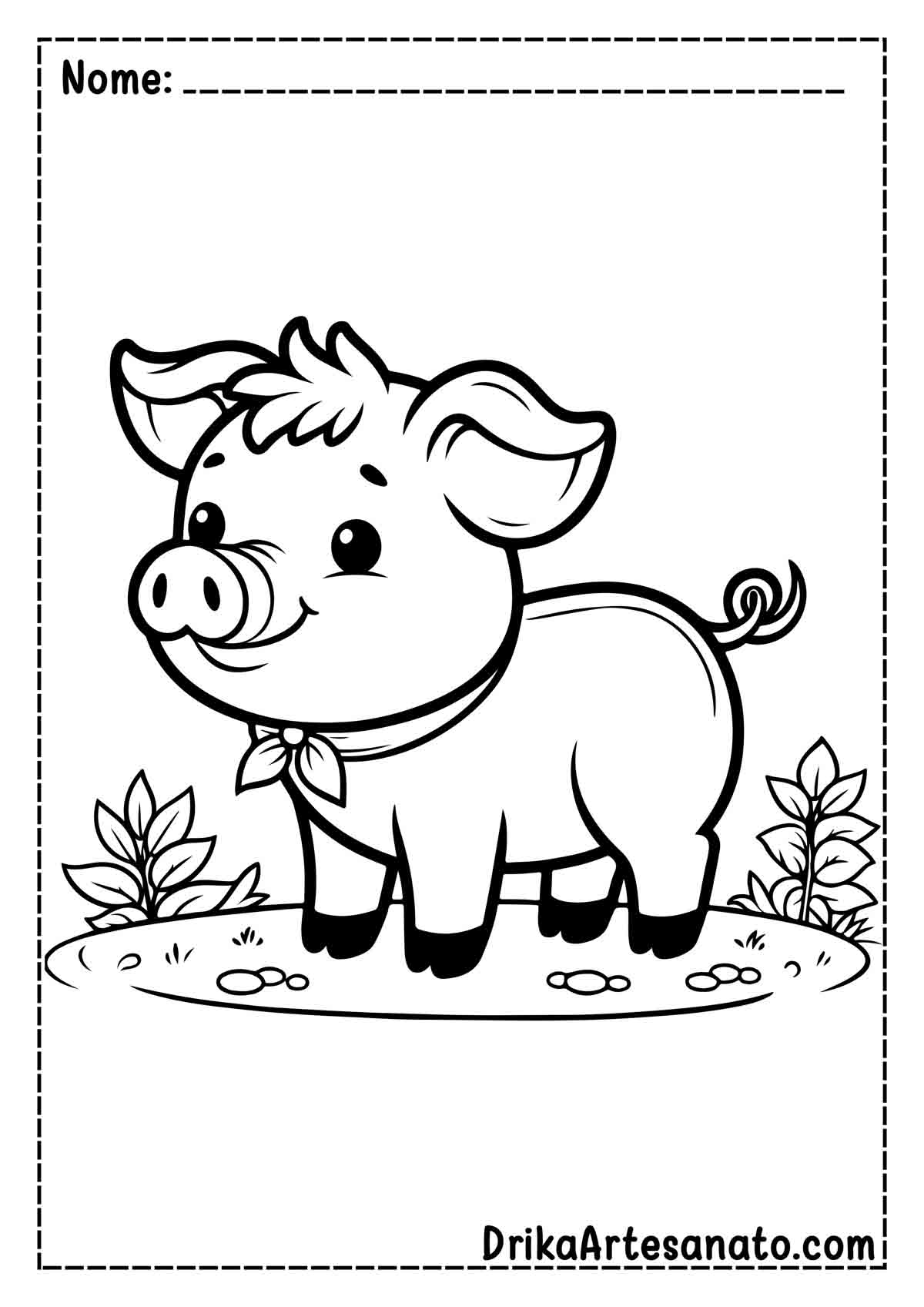 Desenho de Porco Fofo para Imprimir