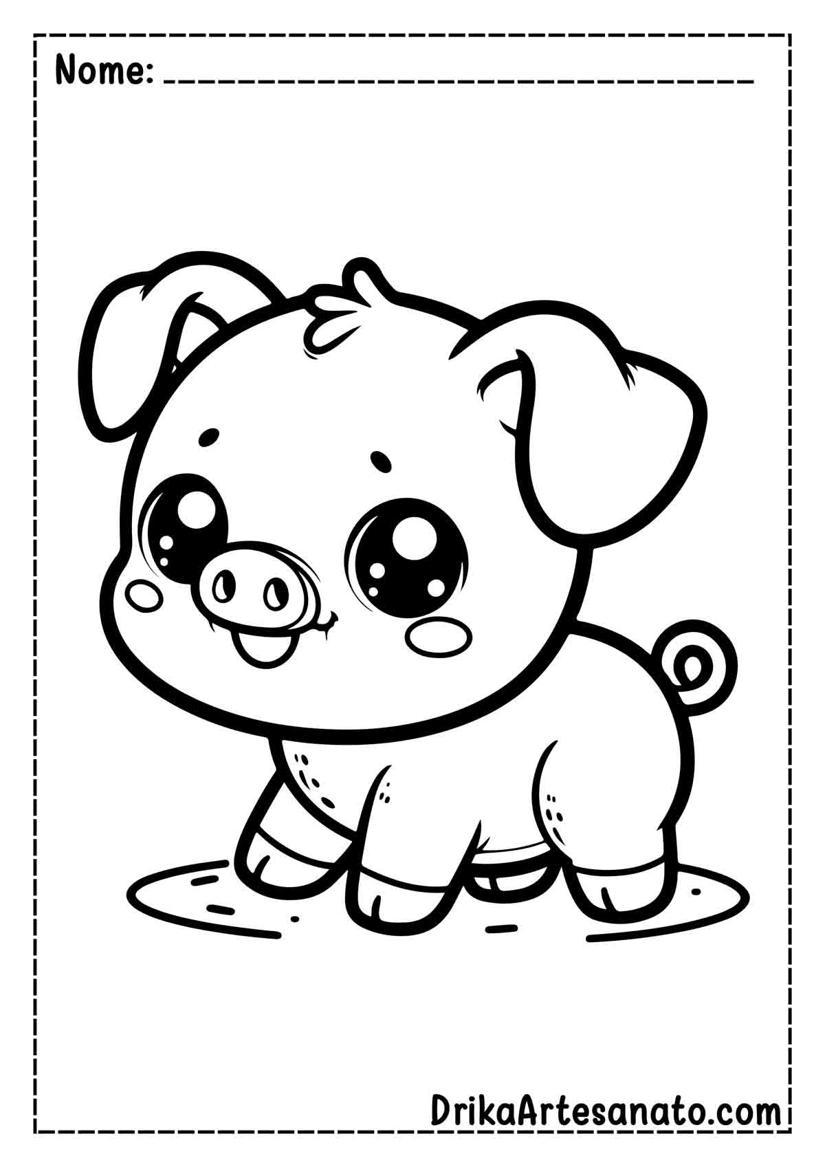 Desenho de Porco Fácil para Colorir