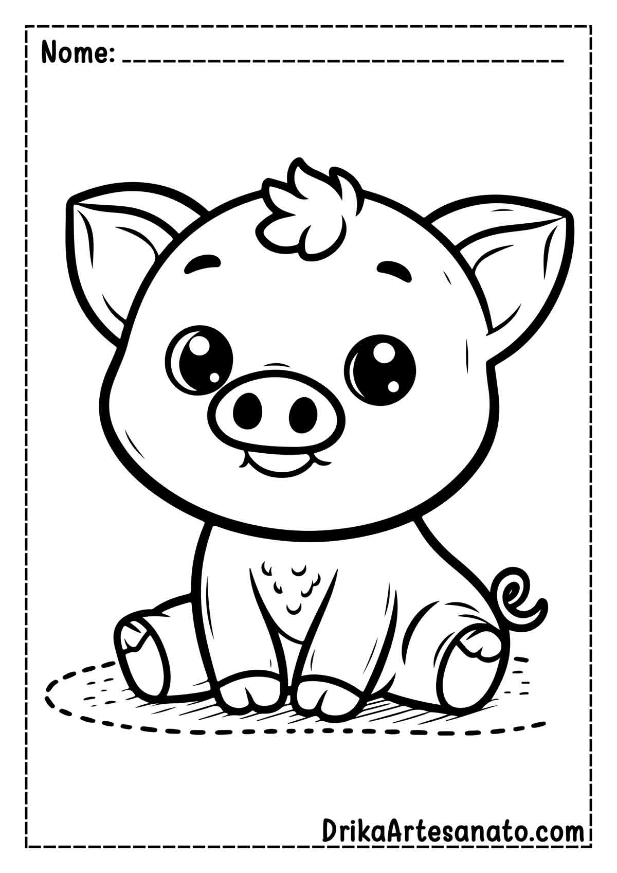 Desenho de Porco para Colorir e Imprimir