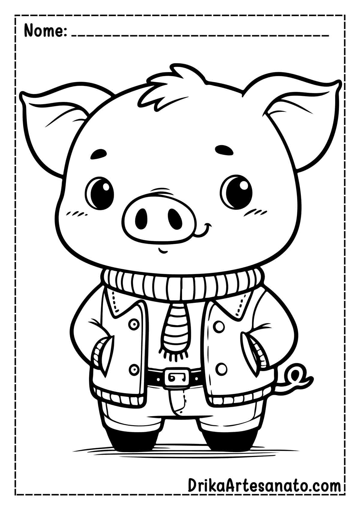 Desenho de Porco Infantil para Pintar