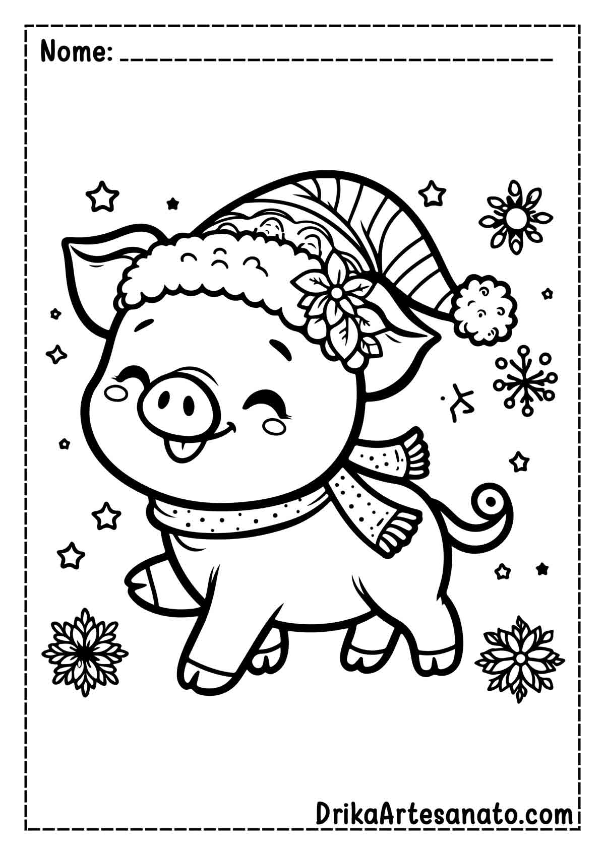 Desenho de Porco para Colorir e Imprimir