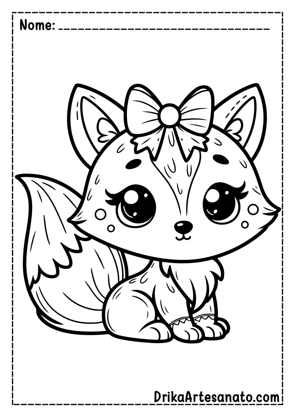 Desenho de Raposa Kawaii para Colorir