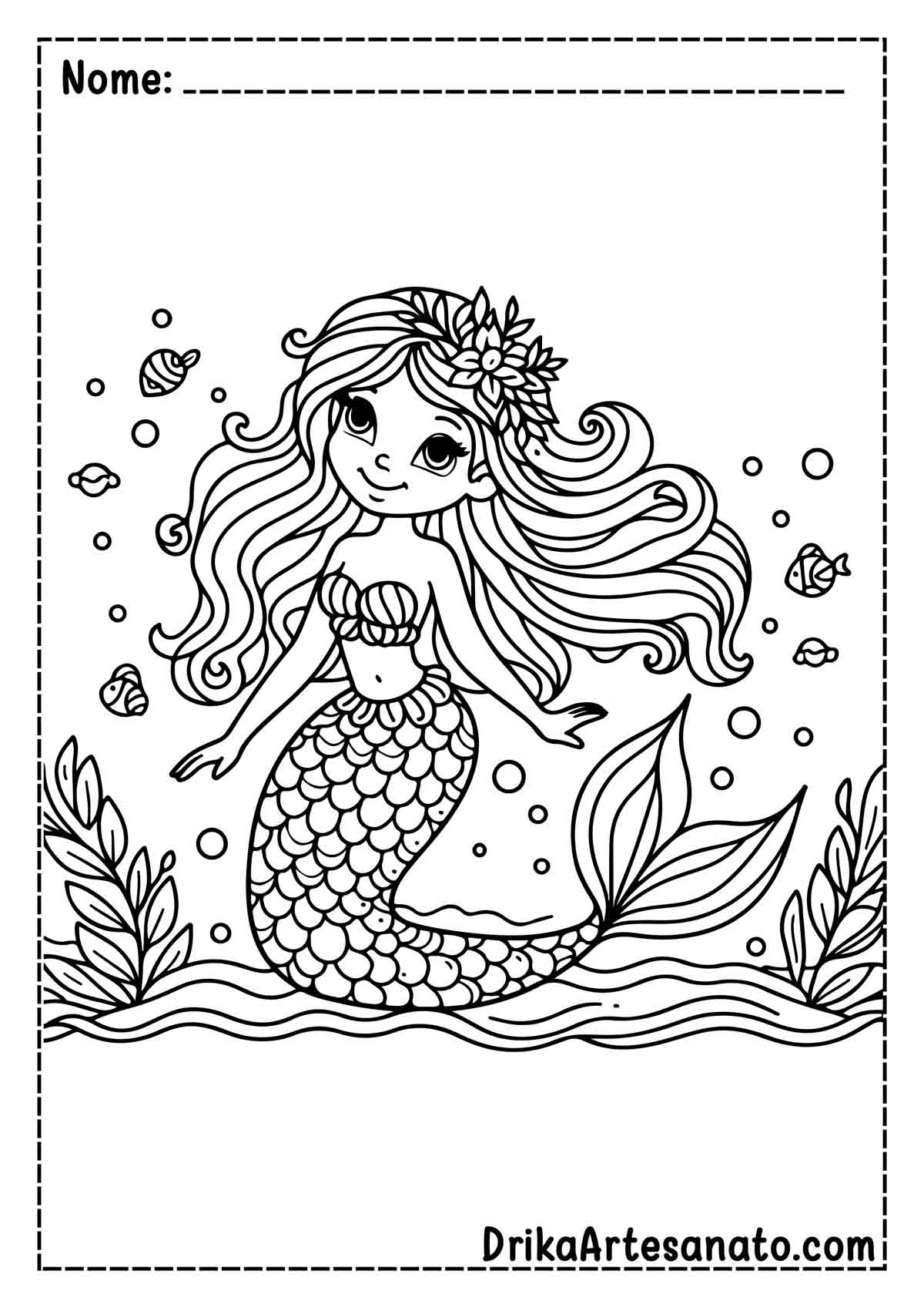 Desenho de Sereia para Colorir