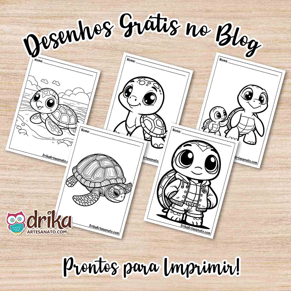 Desenhos de Tartaruga para Colorir Grátis em PDF