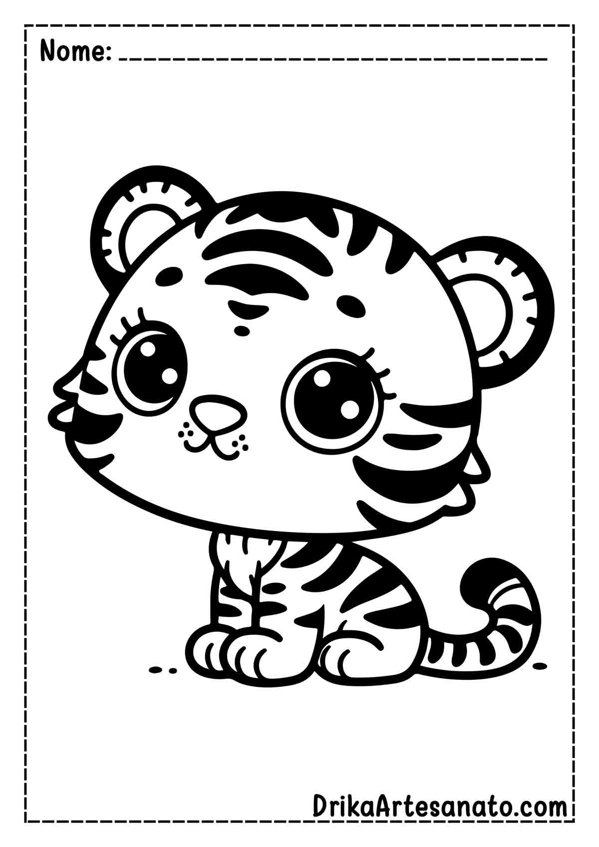 Desenho de Tigre Fofo para Colorir