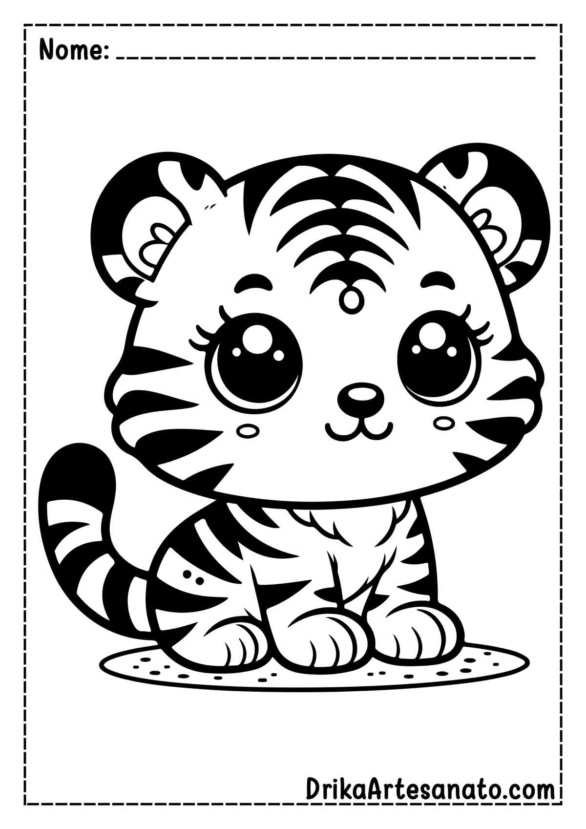 Desenho de Tigre Infantil para Imprimir