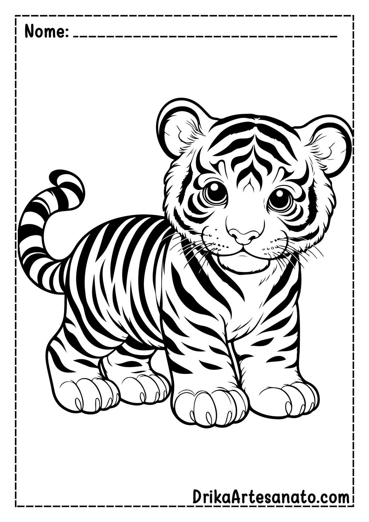 Desenho de Tigre Filhote Realista para Colorir