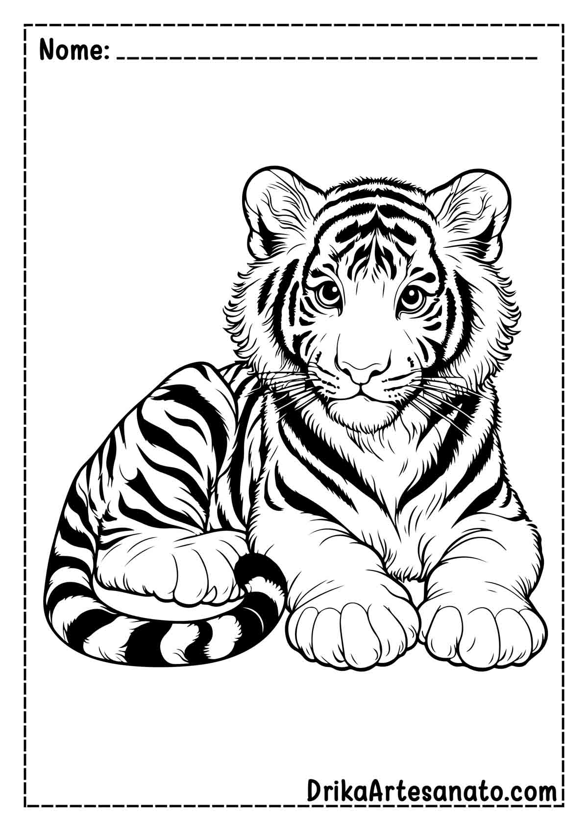Desenho de Tigre Realista para Colorir