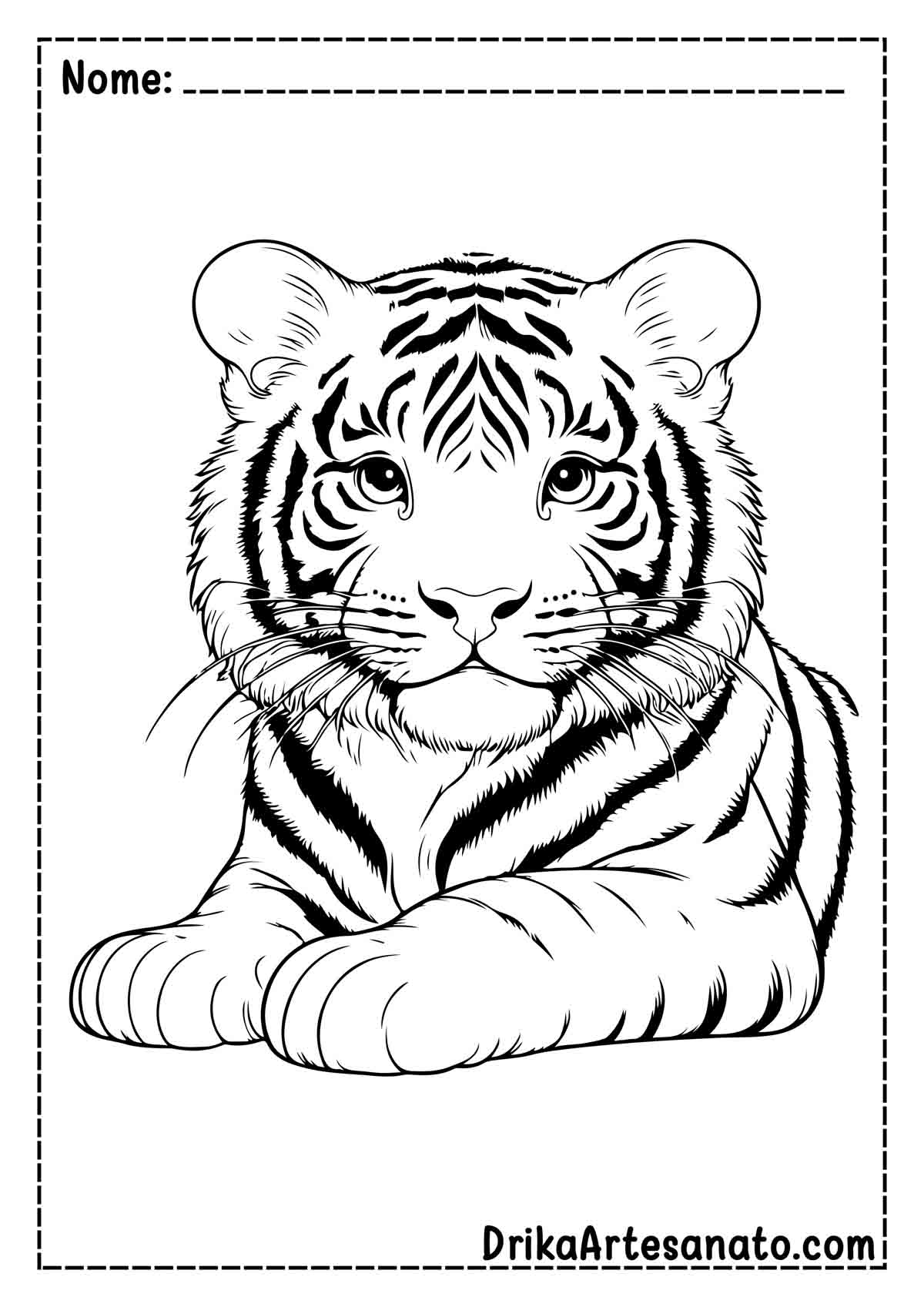Desenho de Tigre Realista para Imprimir