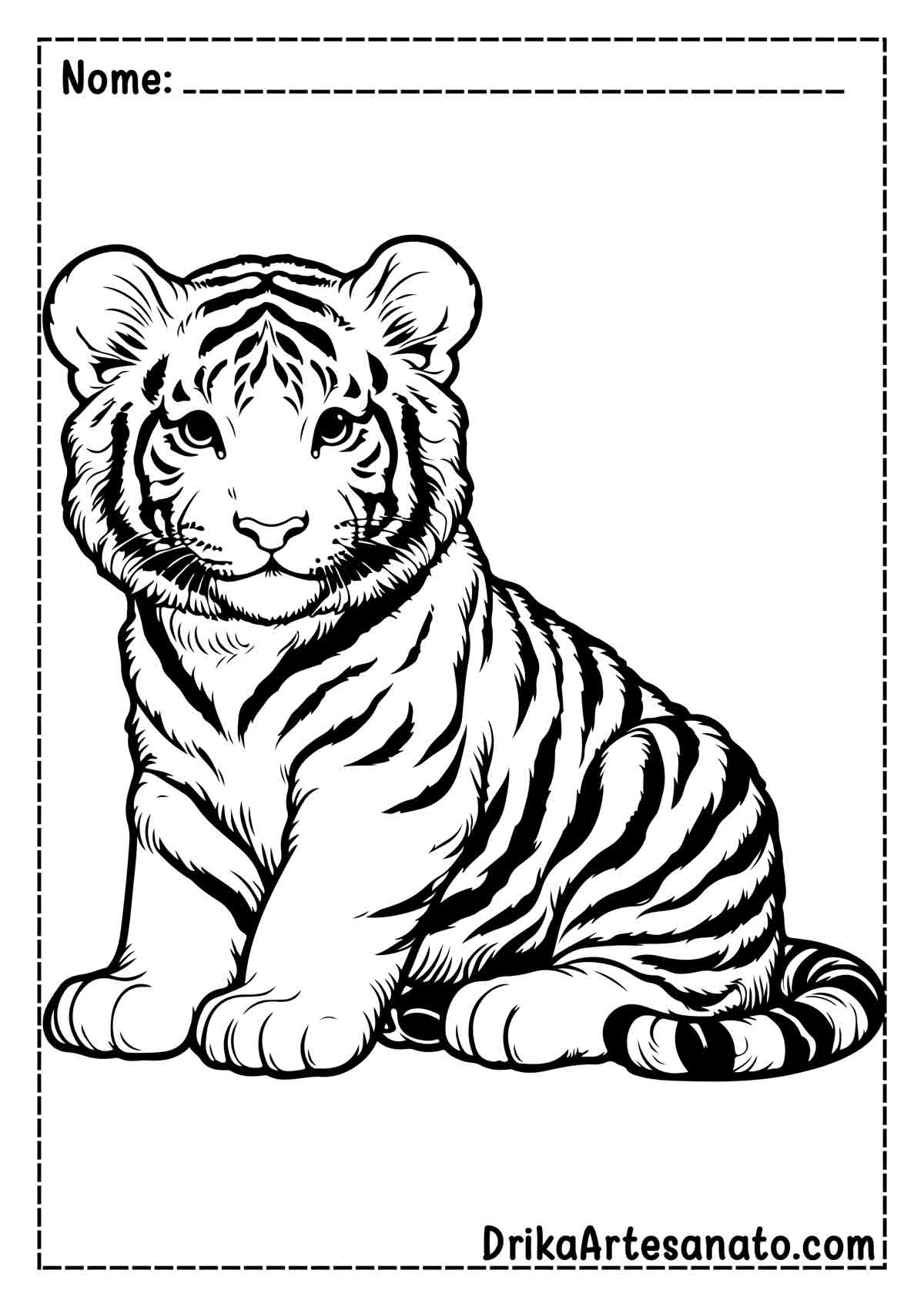 Desenho de Tigre Realista para Colorir