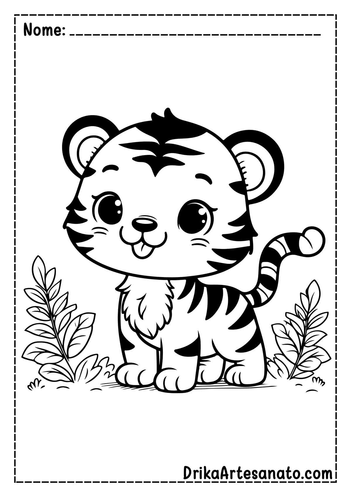 Desenho de Tigre Fácil para Colorir e Imprimir