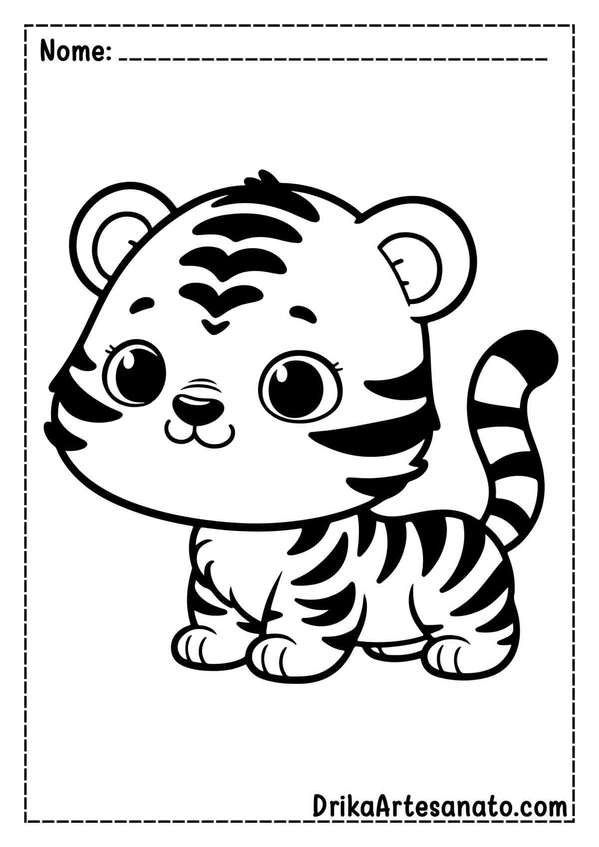 Desenho de Tigre Infantil para Pintar