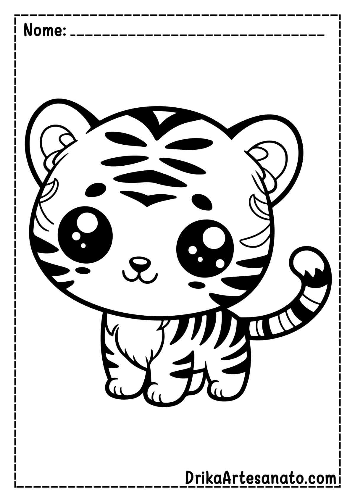 Desenho de Tigre Infantil para Colorir