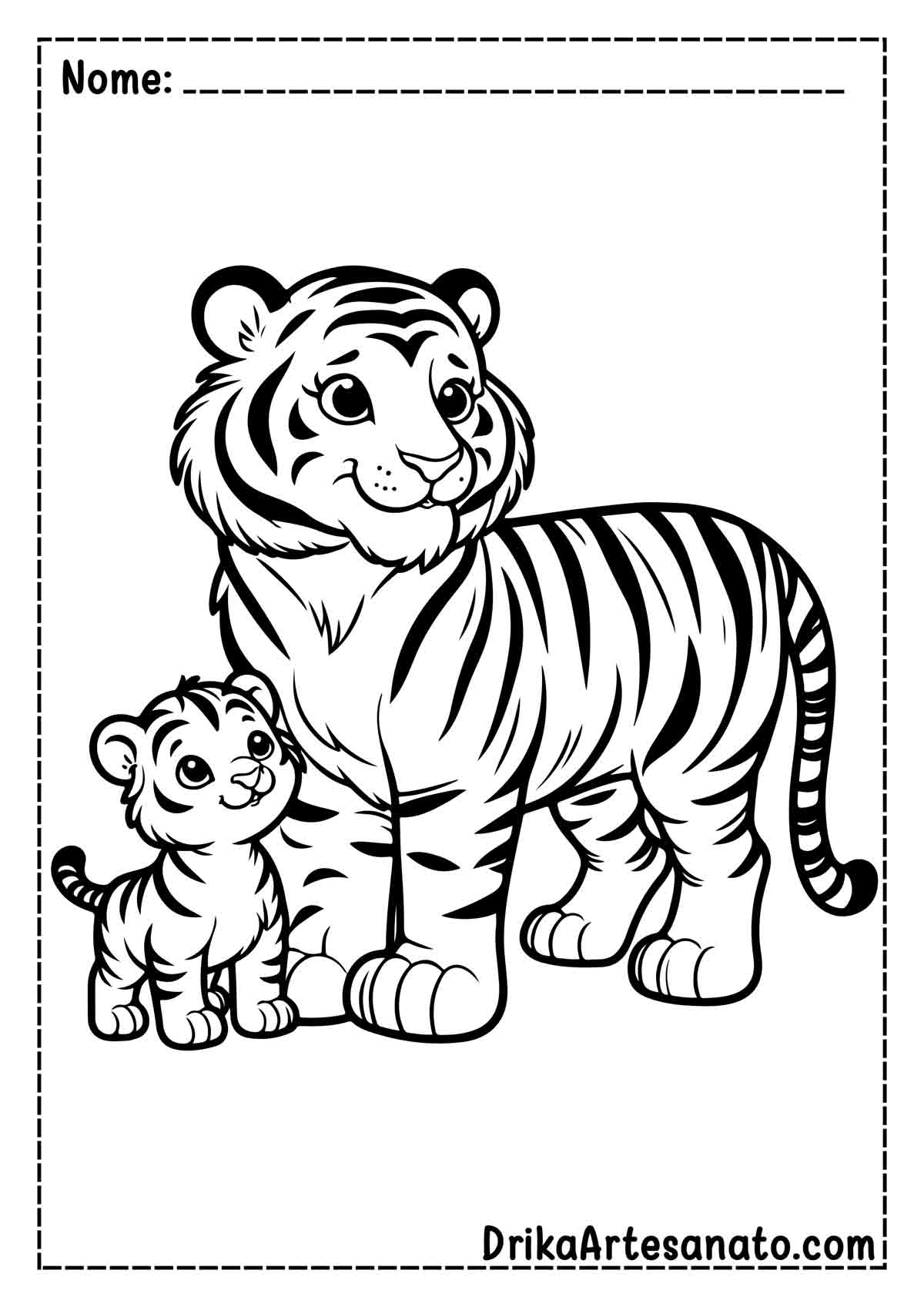 Desenho de Tigre Infantil para Imprimir