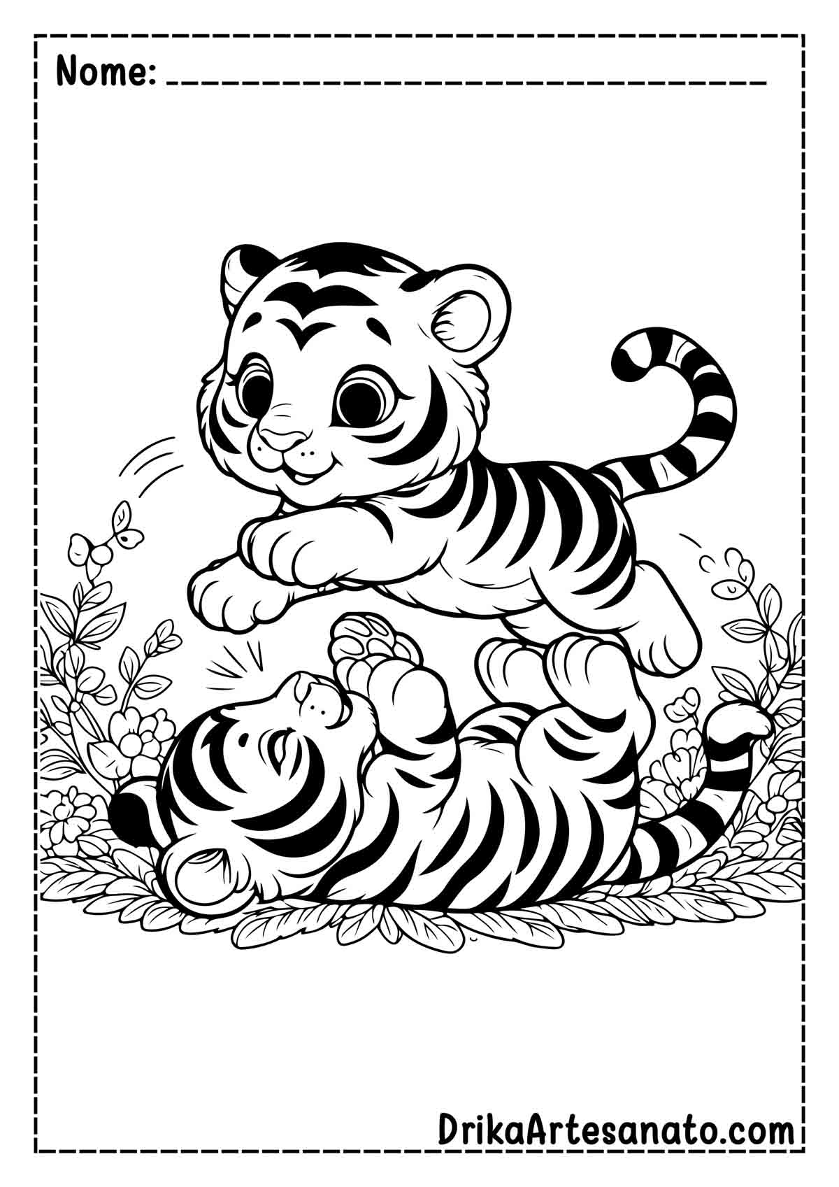 Desenho de Tigre Infantil para Colorir e Imprimir