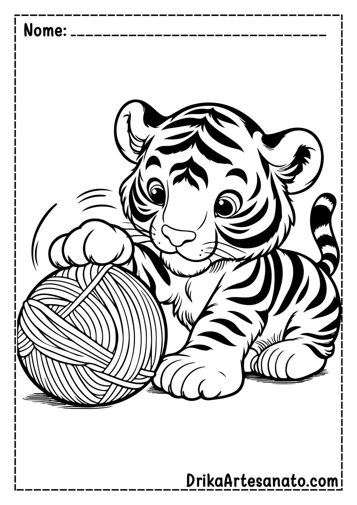 Desenho de Tigre Fofo para Pintar