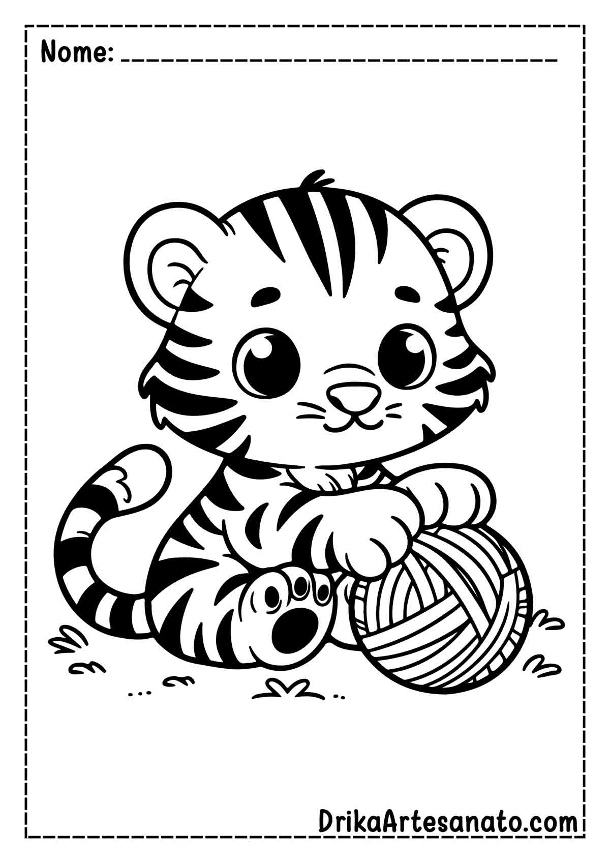 Desenho de Tigre Infantil para Pintar