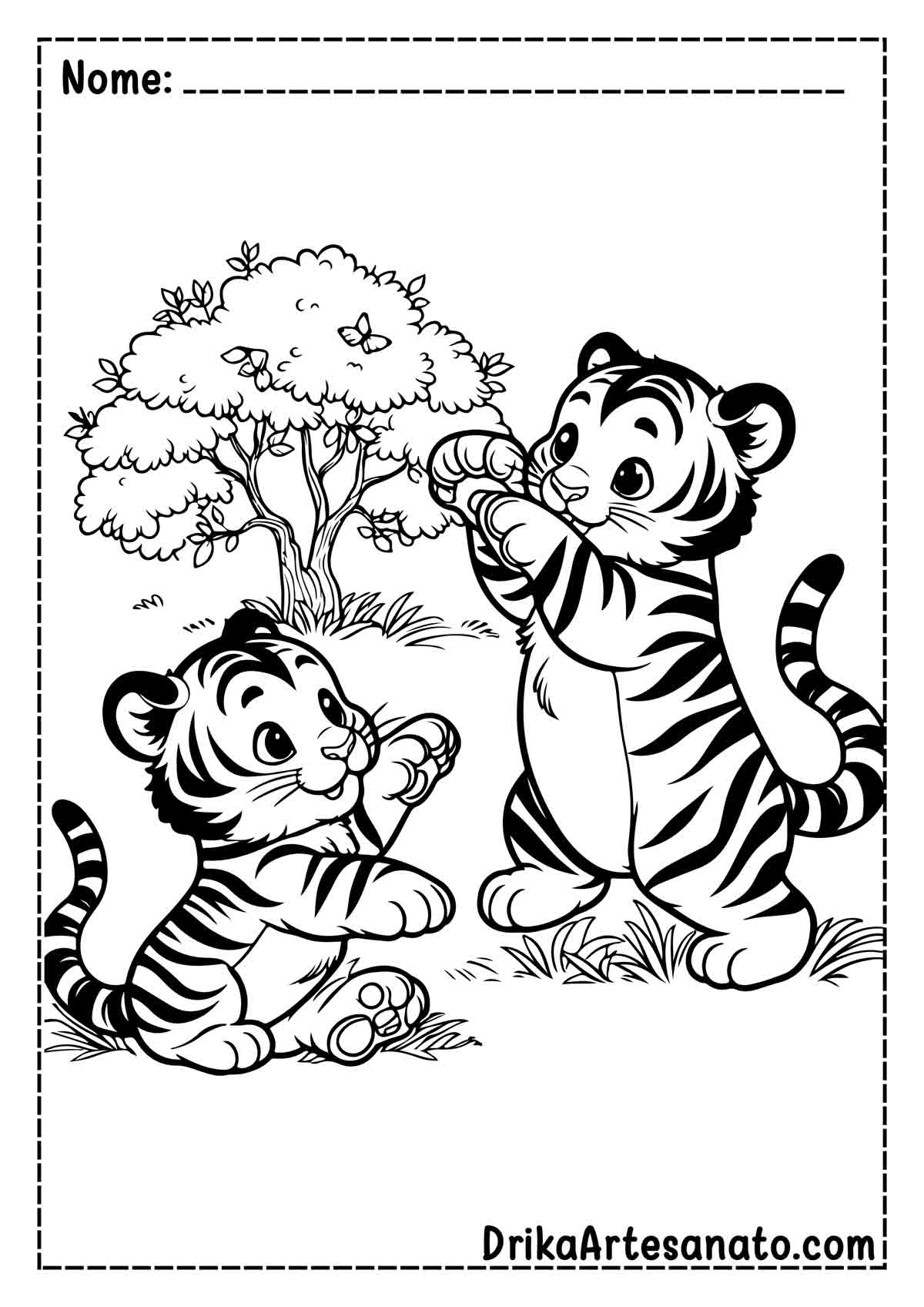 Desenho de Tigre Infantil para Colorir