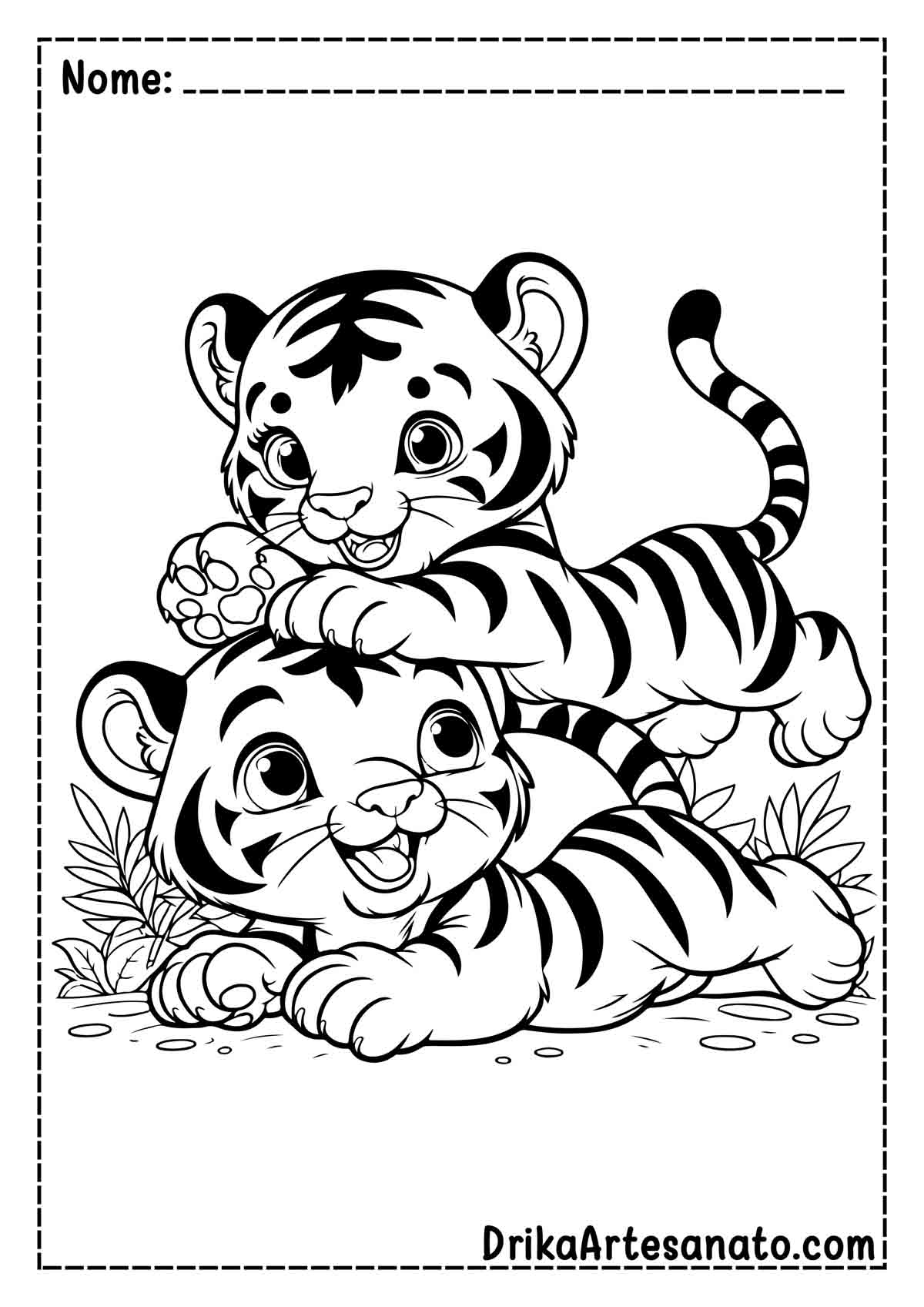 Desenho de Tigre Filhote para Colorir