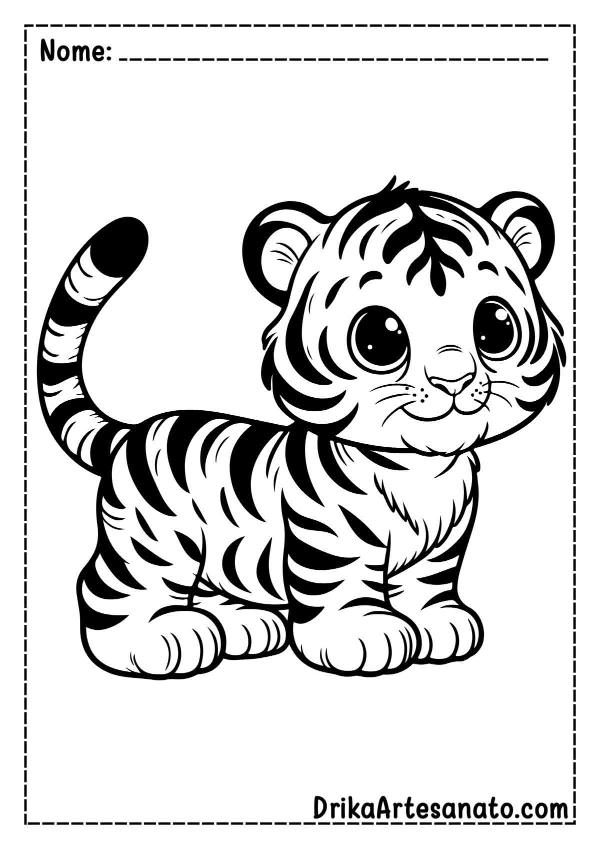 Desenho de Tigre Fofo para Imprimir