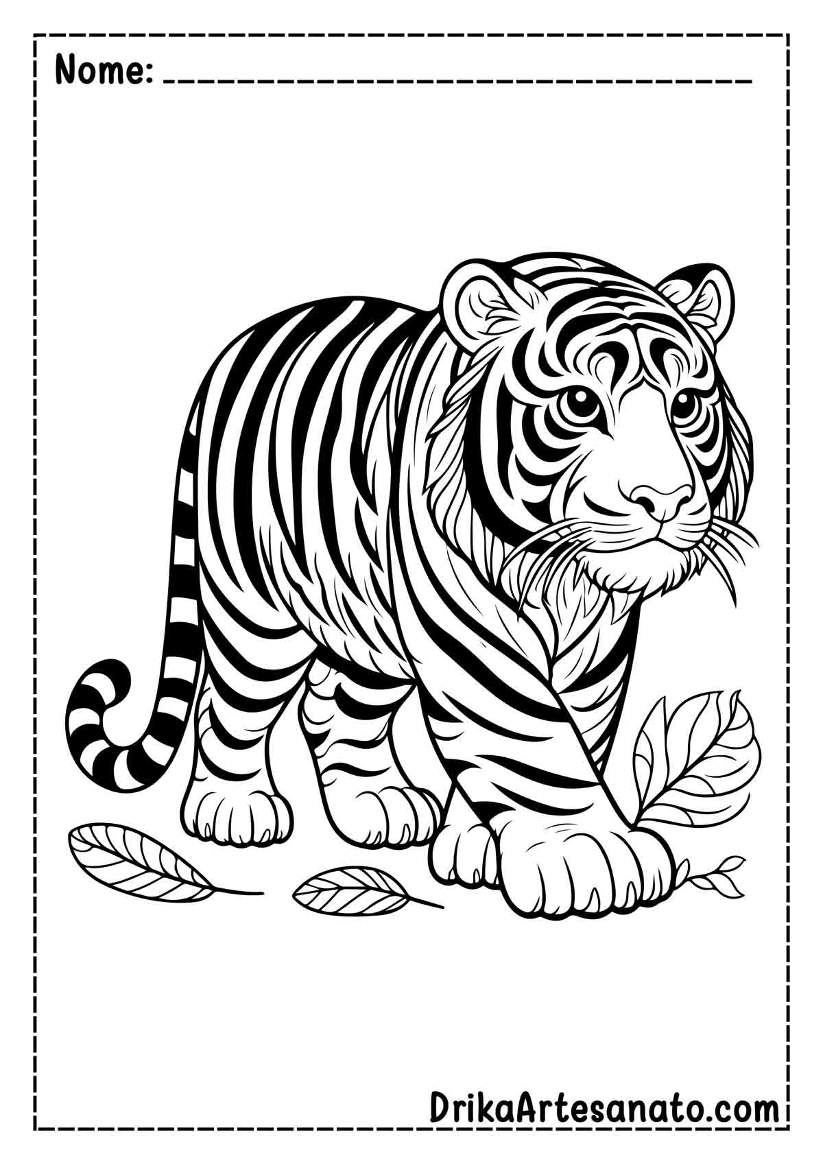 Desenho de Tigre Realista para Colorir e Imprimir